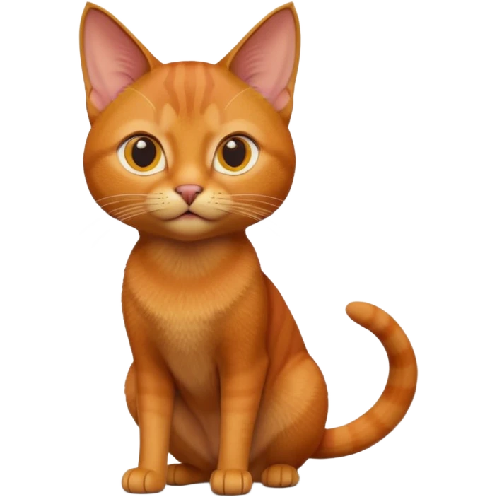 A 3D cartoon Abyssinian cat with orange-ginger coat, detailed fur texture, energetic pose, bright studio lighting, Memoji-style. emoji