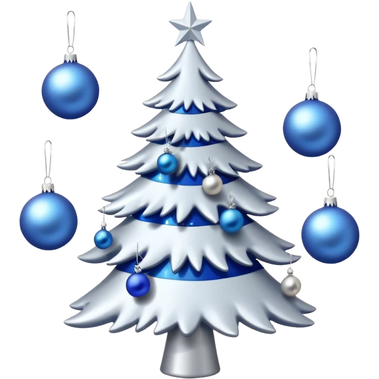 White christmas tree with blue and silver decoration emoji