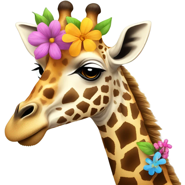 giraffe with flowers on the head emoji