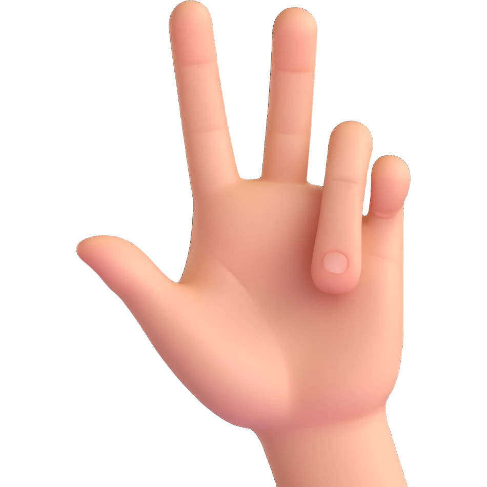 3D emoji style hand gesture with the fourth finger (ring finger) hidden emoji