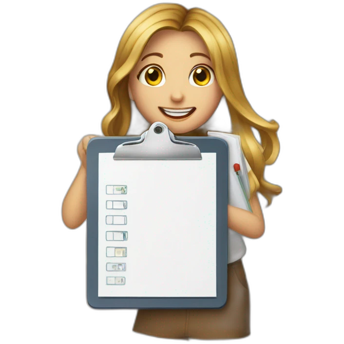 handygirl clipboard data chart graph mail emoji