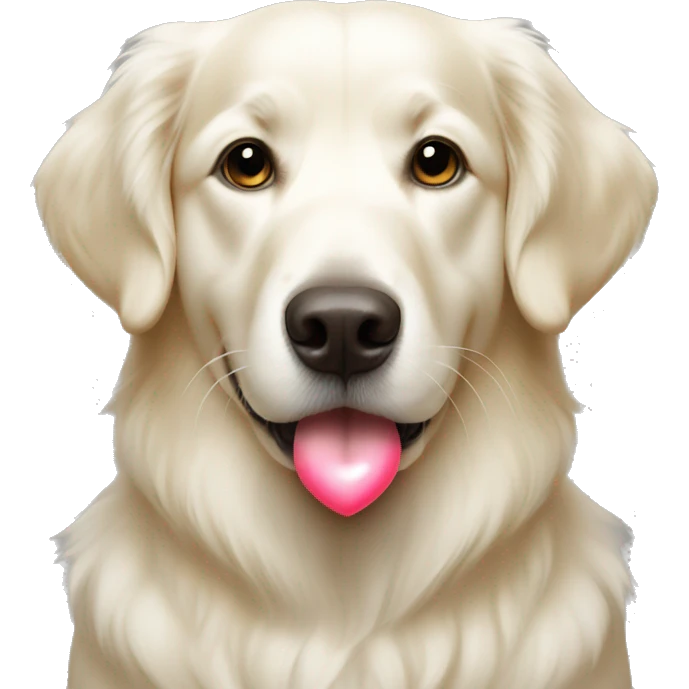 White golden retriever with heart  emoji