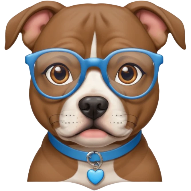 Blue English staffy with glasses emoji