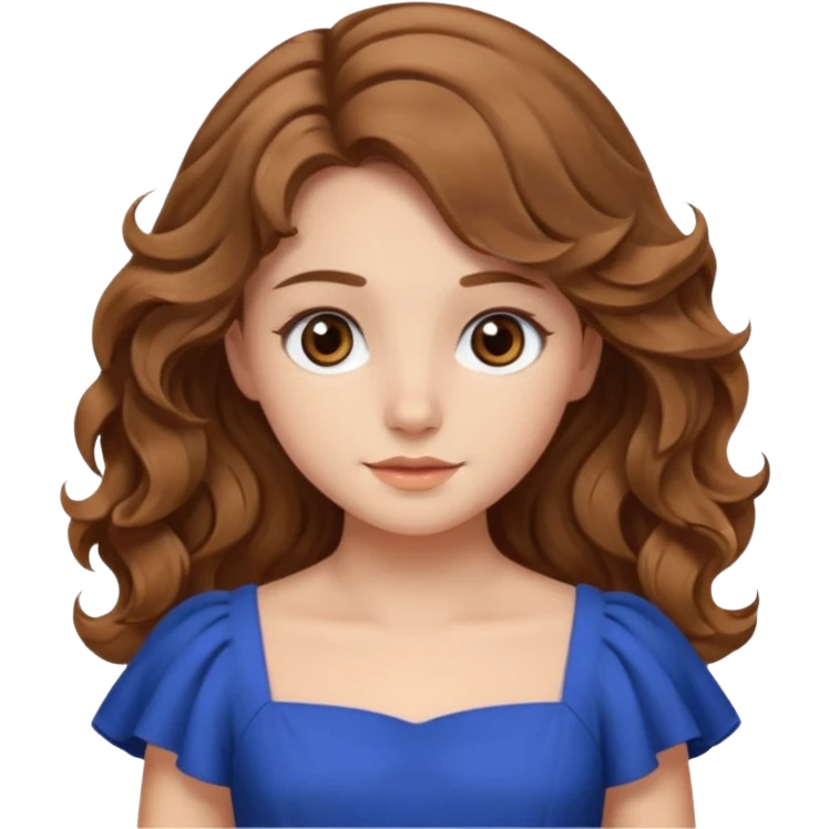 Açık kumral saçları olan, dalgalı kabarık saçlı beyaz tenli kahverengi gözlü bir kız çizer misinn emoji