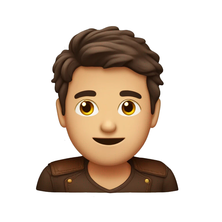 Chico con pelo crespo mulato de ojos café oscuros piel de tez marron emoji
