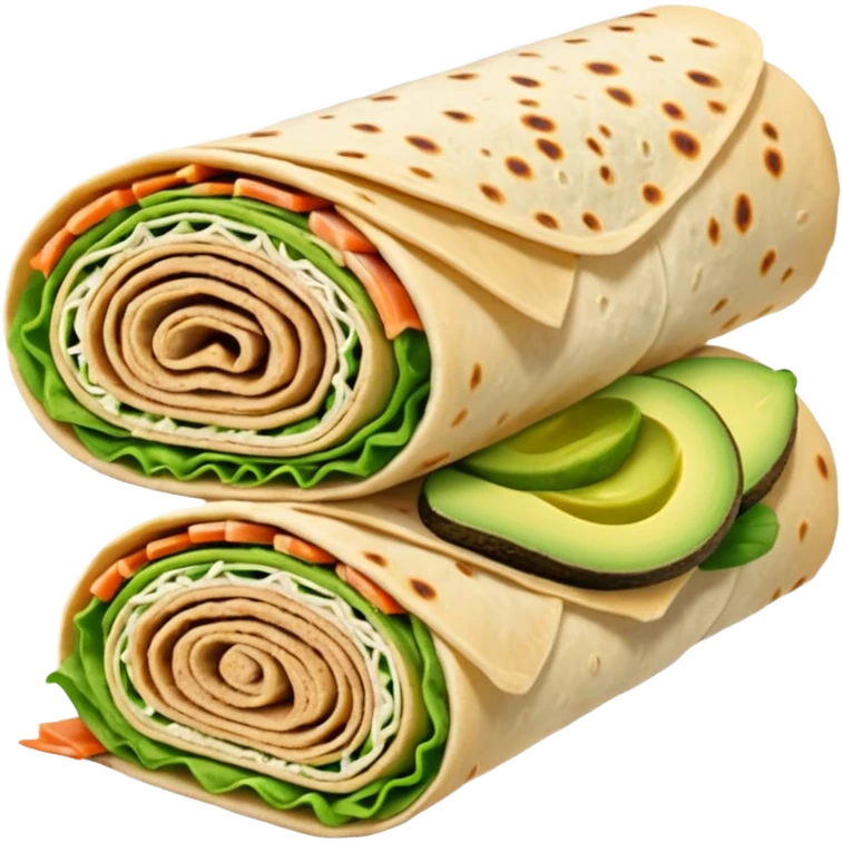 
Lavash roll with turkey, avocado sauce, cucumber emoji