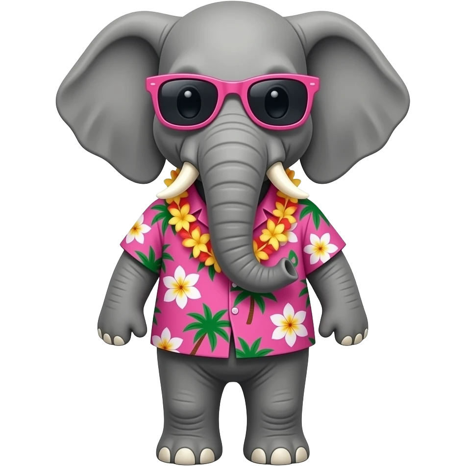 слон в гавайській рожевій сорочці тусується в клубі в рожевих окулярах emoji