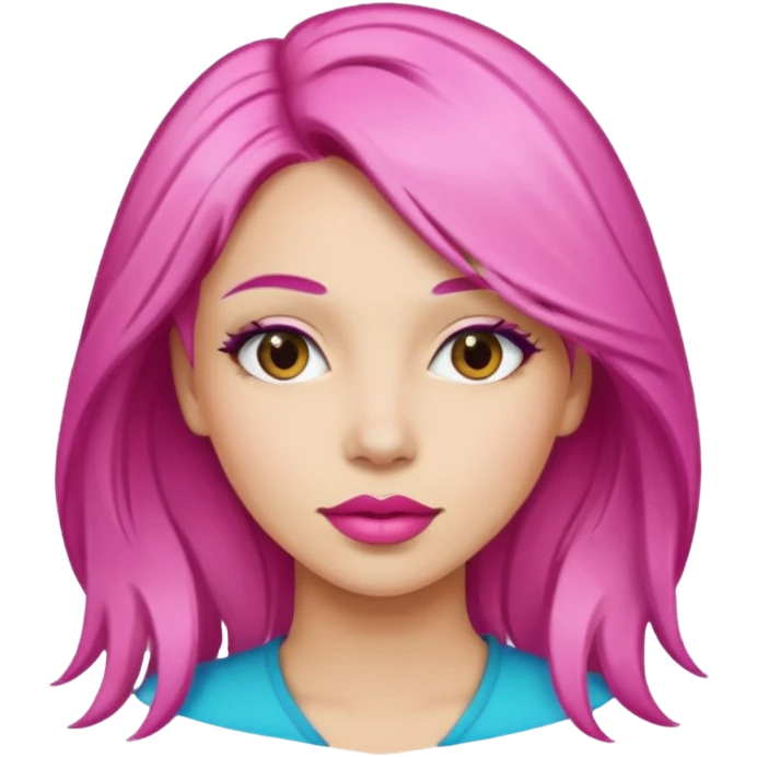 woman Pink lips, deifferent hair. emoji