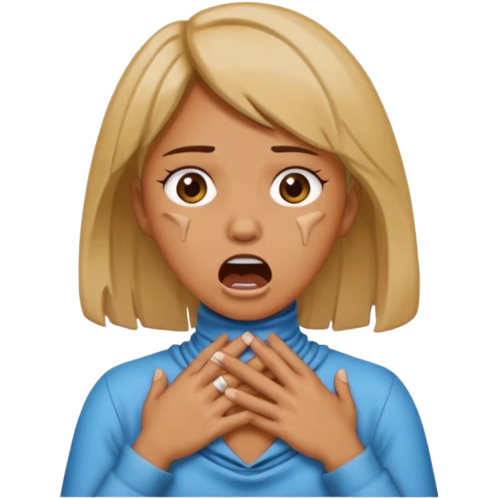 female choking her neck with hands with mouth opened emoji emoji