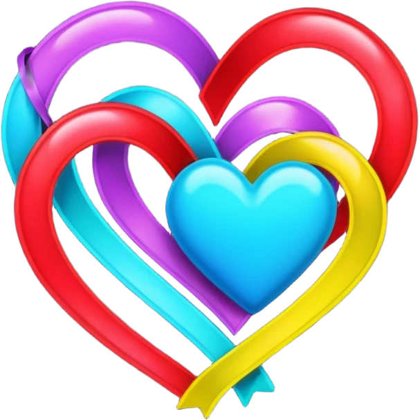 Neon hearts  and neon ribbons  emoji