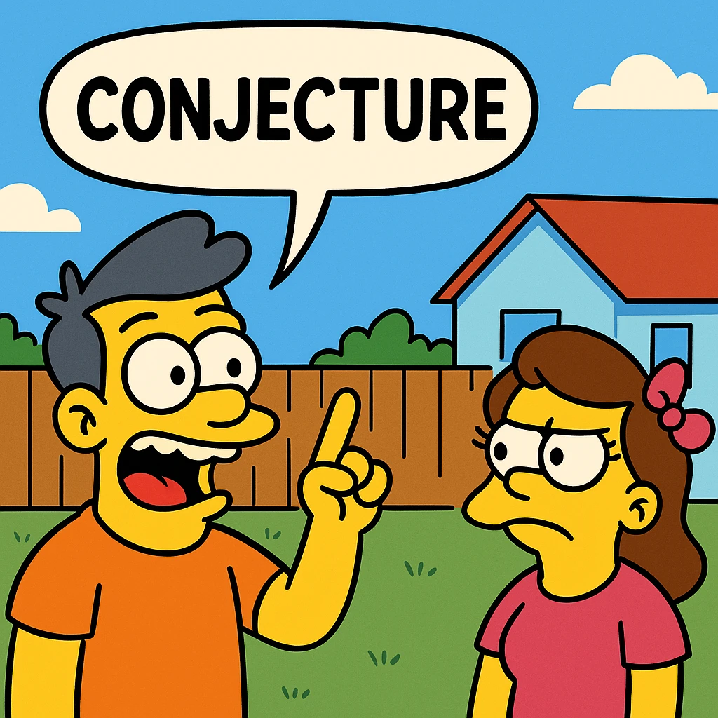 Conjecture – a guess based on limited information.
That’s just a conjecture; we need more facts.
 emoji