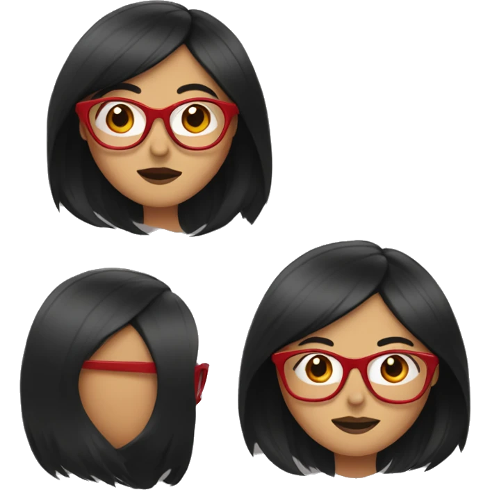 woman with straight black hair and red glasses emoji
