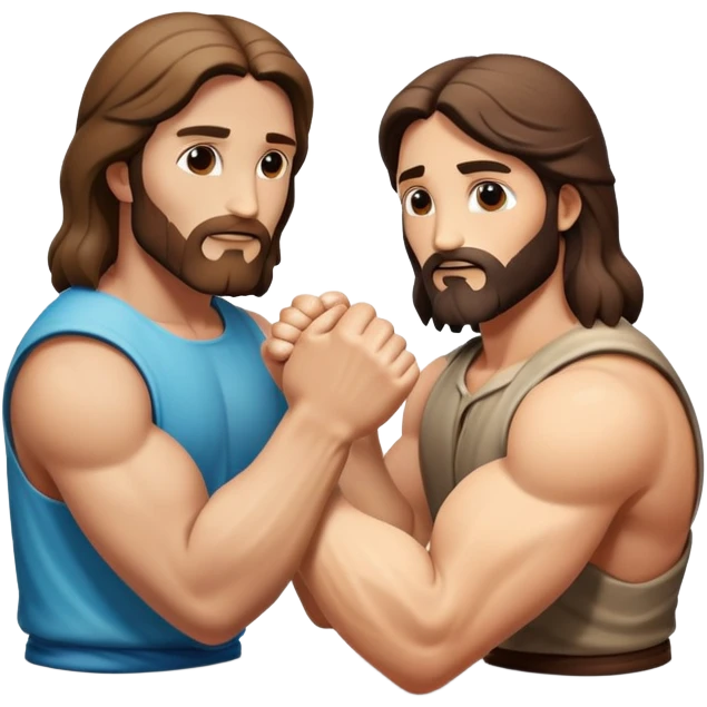 Shiver and Jesus arm wrestle emoji