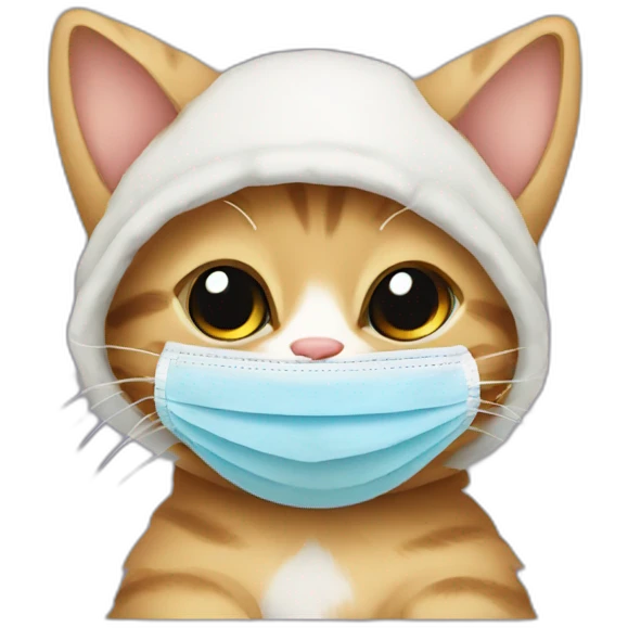 baby cat with covid mask emoji