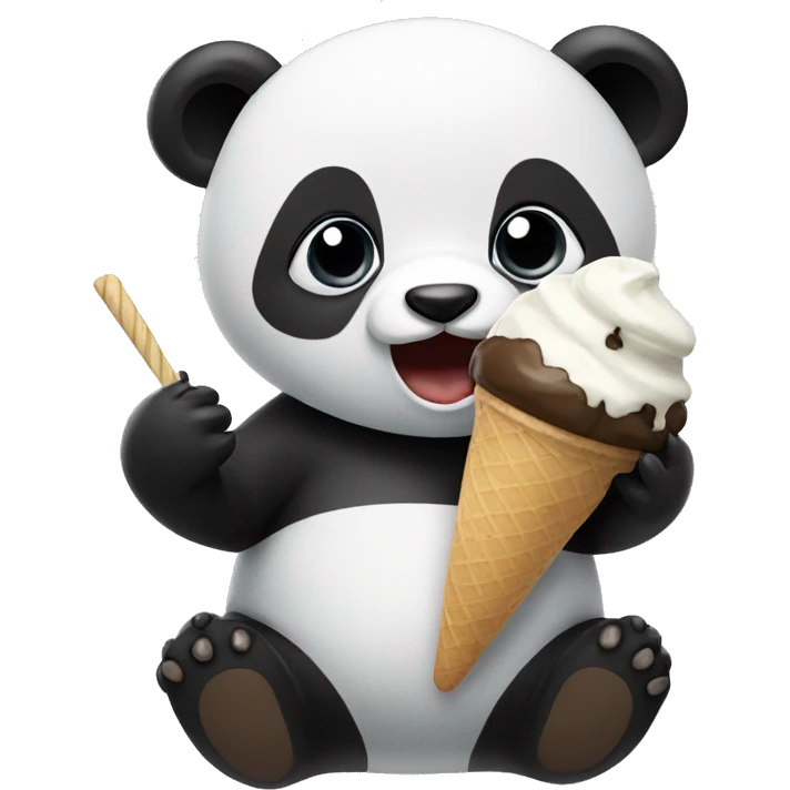 Panda eating ice cream emoji