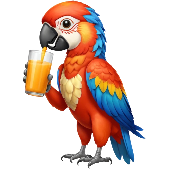 Macaw drinking orange juice emoji