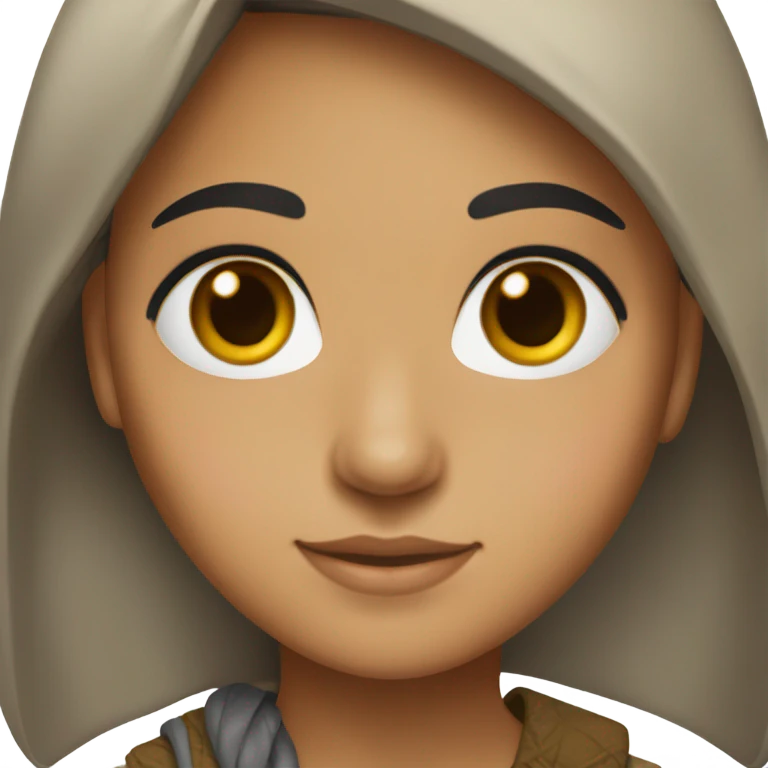 An afghan girl with olive skin color and black hair with brown eyes emoji