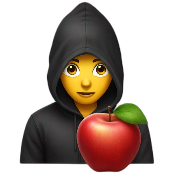 red apple with black hoodie emoji