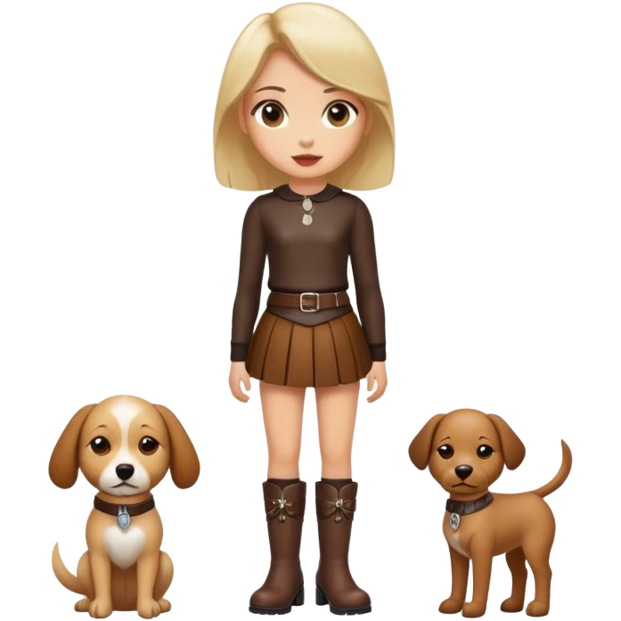 Girl dressed like a dog and in  leather skirt and boots emoji