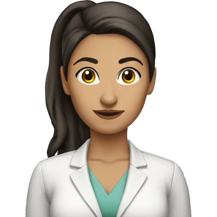latina woman HR manager pony tail black eyes emoji