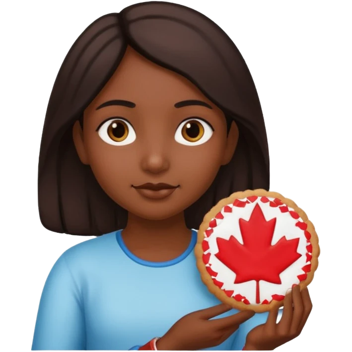indian girl with a canadian cookie in hand emoji