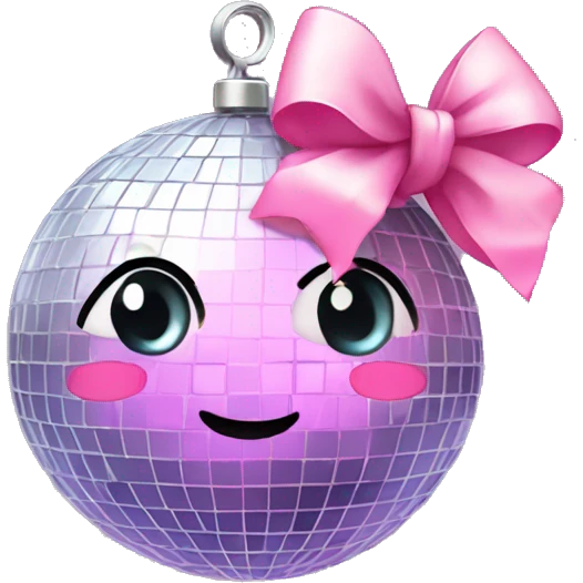 Disco ball with a cute pink bow emoji