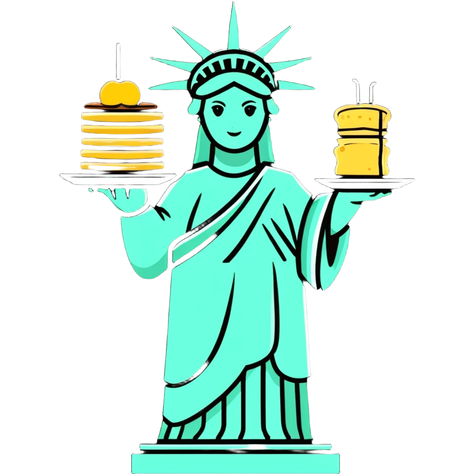 Statue of Liberty holding a stack of pancakes emoji