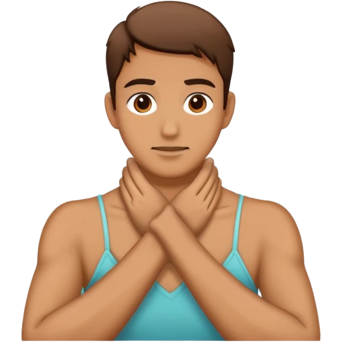hands crossing over neck emoji