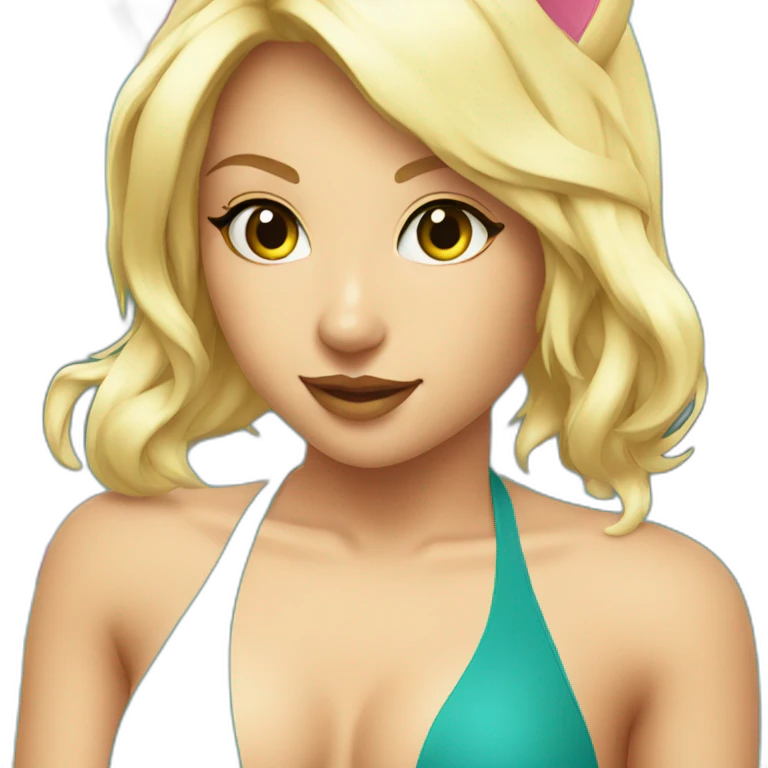 hot catgirl blonde swim suit emoji