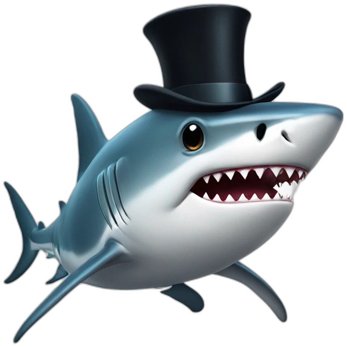 Shark with a top hat emoji