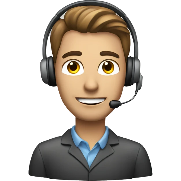 A male customer support agent with a headset on for taking calls emoji