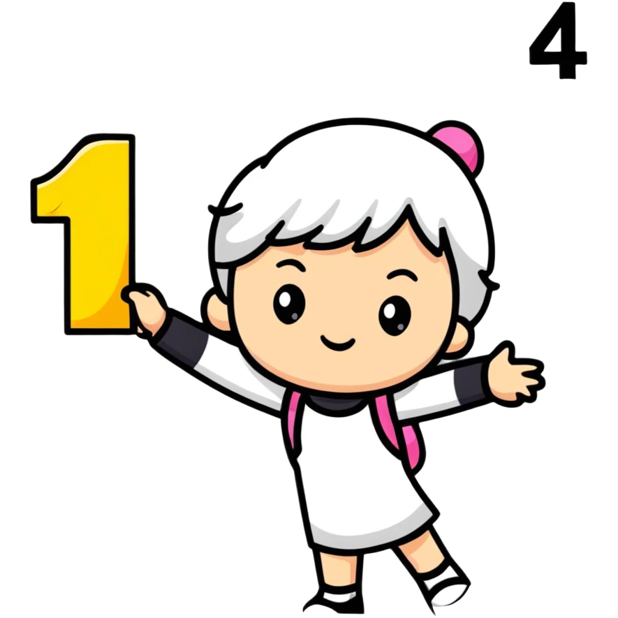 Girl holding number 1 emoji