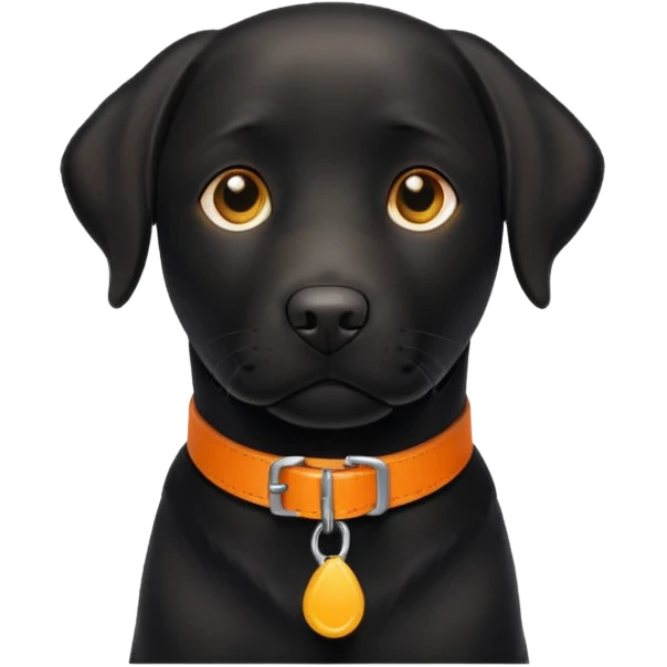 1 black labrador with yellow collar, 1 black labrador with orange collar emoji