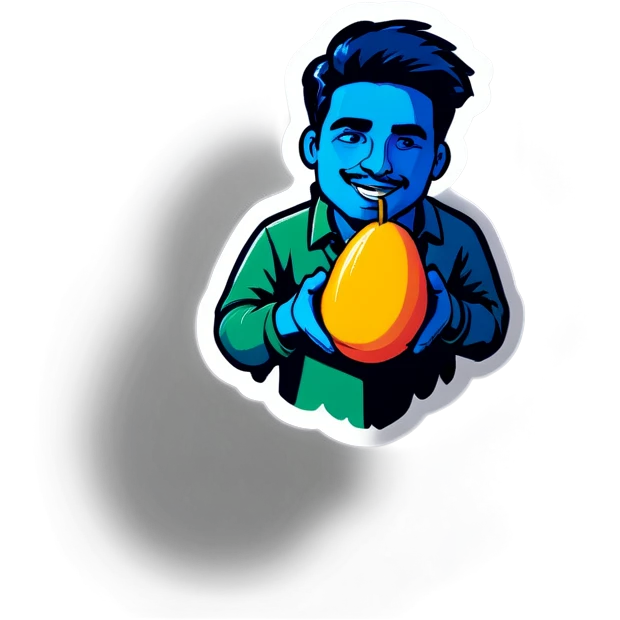 Man holding a mango emoji