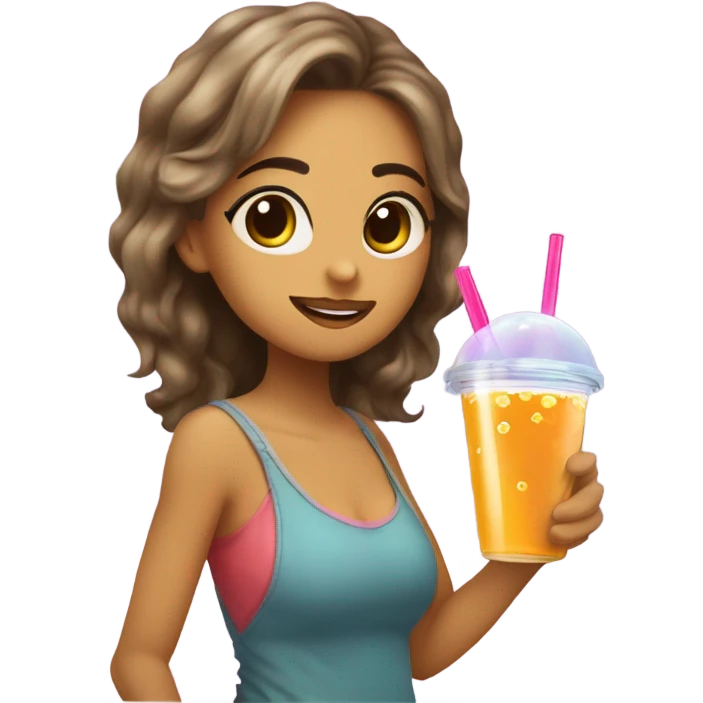 Chica bebiendo bubble te emoji