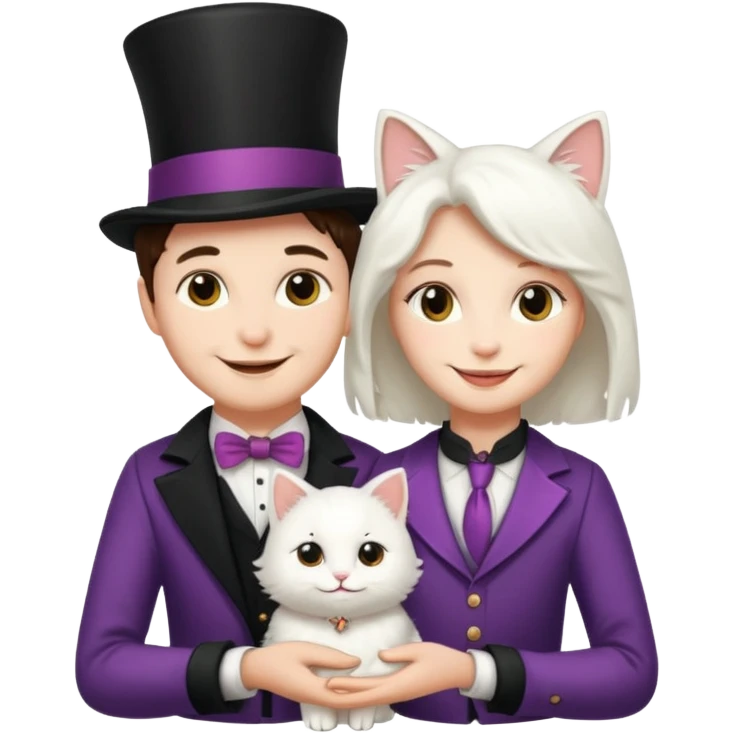 magician couple and their pet cat emoji