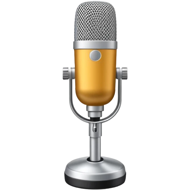 modern condenser studio microphone with stand, clean and vibrant emoji