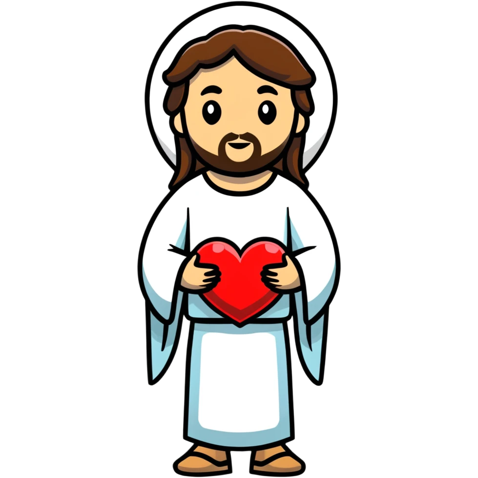 Jesus holding a heart  emoji