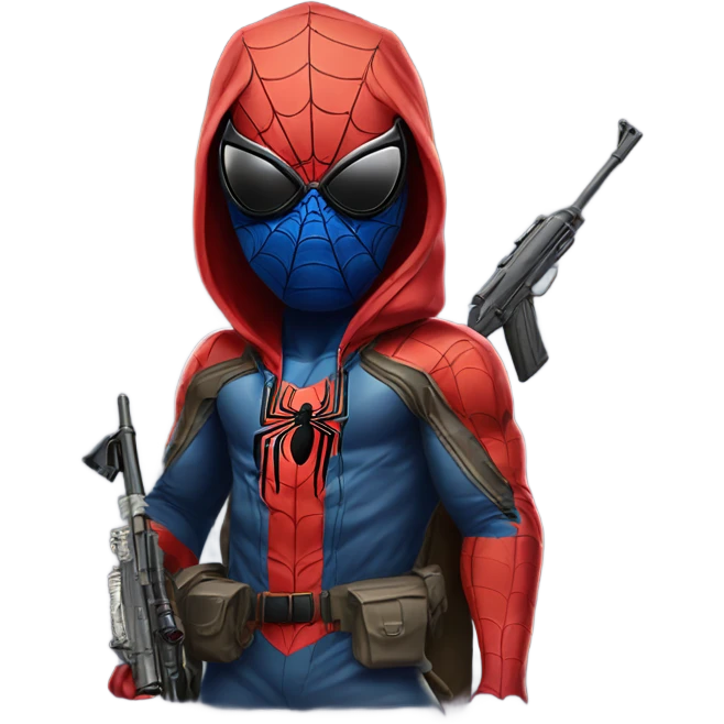 Spider-Man wearing sunglasses with ak47 emoji