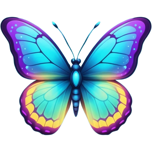 Bioluminescent nebulae abyssal dark and neon-glowing nightly dusky starry sparkly butterfly emoji