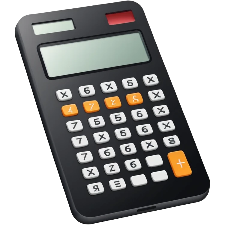 Minimalistic flat vector icon, iOS style, thin black contour on white background. Calculator and geometric shapes (triangle, circle). No text, no shadows. emoji