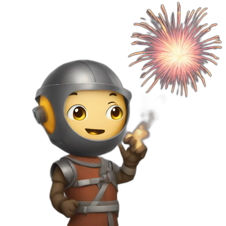 medieval Pyrotechnician seeing some fireworks go off in front of him emoji