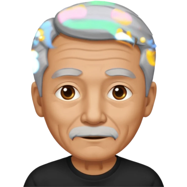 old man wear black t-shirt emoji