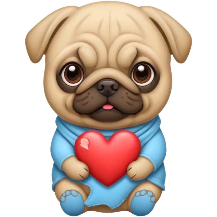 Pug with heart emoji