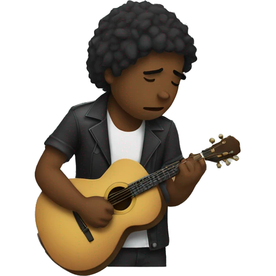 Sad musician with broken heart emoji
