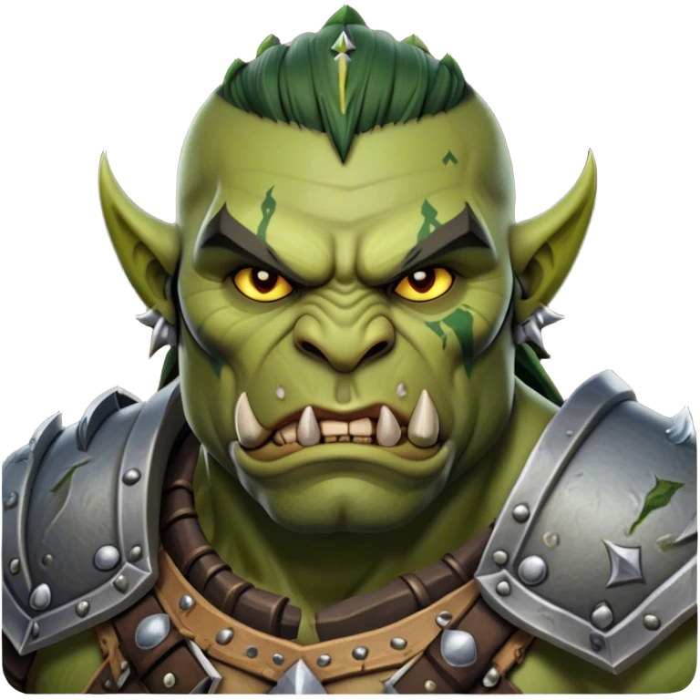 Cinematic Realistic WoW Orc Warrior Portrait, depicted with battle-scarred, rugged green skin and a powerful, muscular build that radiates primal strength. Clad in intricately detailed tribal armor accented with dark leather and iron embellishments in deep, earthy tones, his fierce eyes and determined expression exude honorable might. Rendered with lifelike texture and dramatic natural lighting, high shine, noble and formidable, capturing the essence of a legendary orc champion. emoji