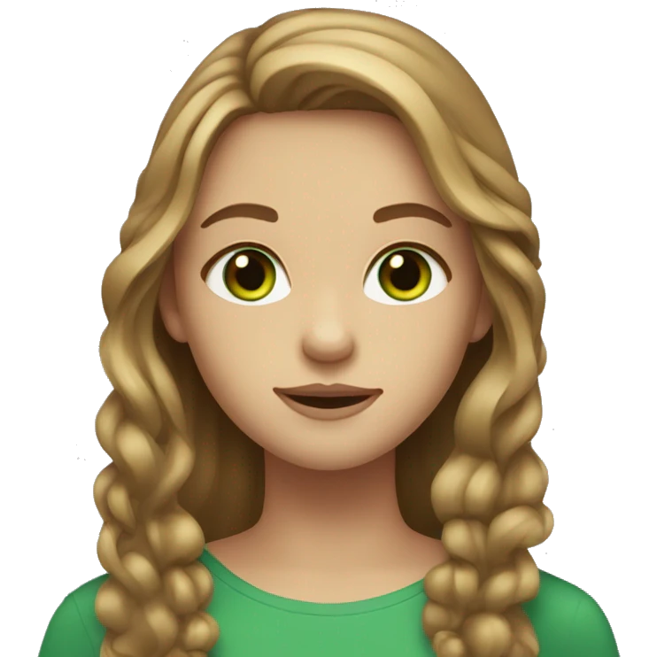 Girl with long light brown hair and green eyes  emoji
