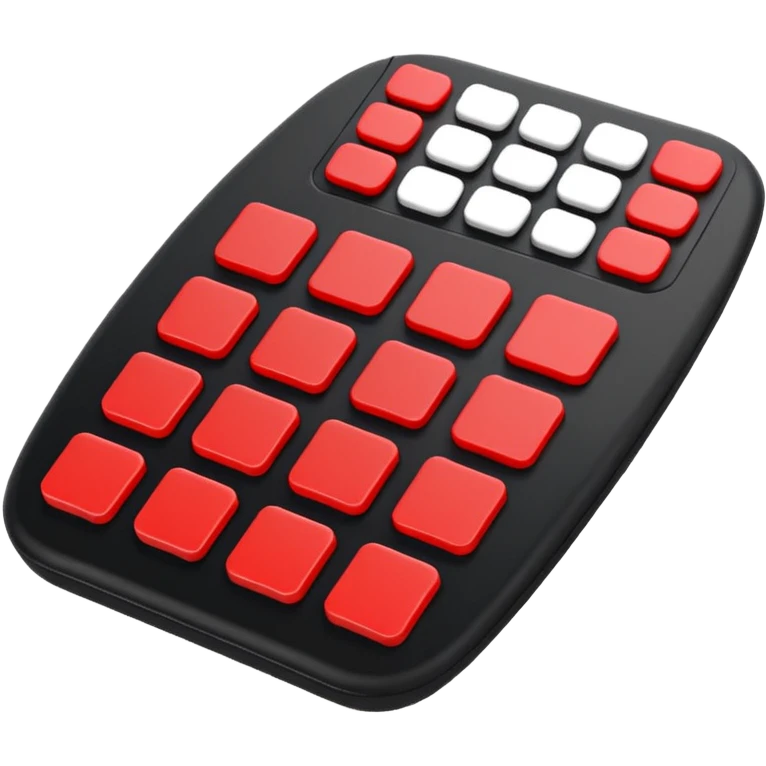 Create a clean, simple emoji of a digital percussion octapad with 6 pads. Flat design, rounded shapes, red and black colors, white background. With this kind of inclination emoji