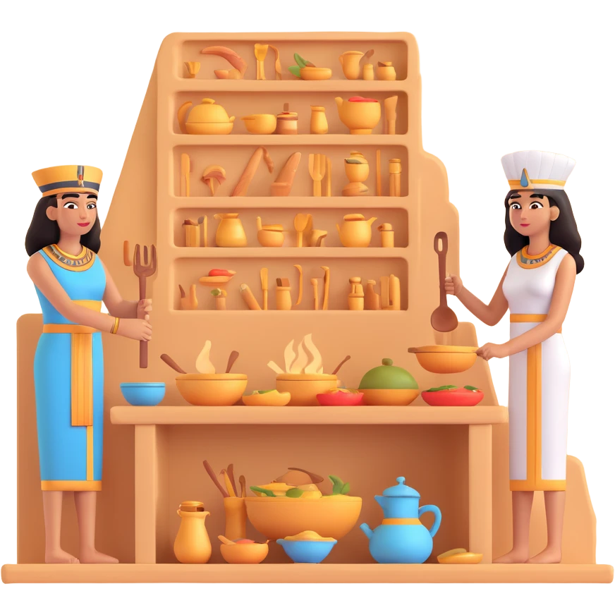 ancient Egyptian cooking scene in hieroglyphic style emoji