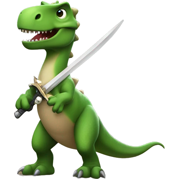 dinosaur with a sword emoji